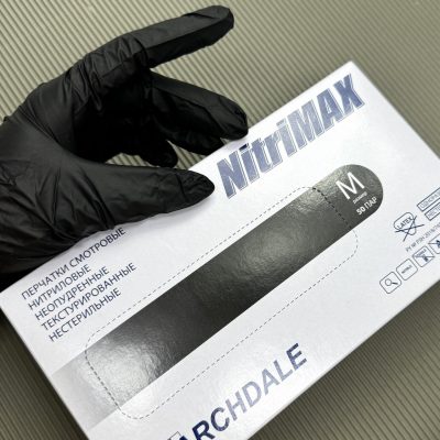 Перчатки НИТРИЛОВЫЕ NitriMax. черный, размер М, 100 шт
