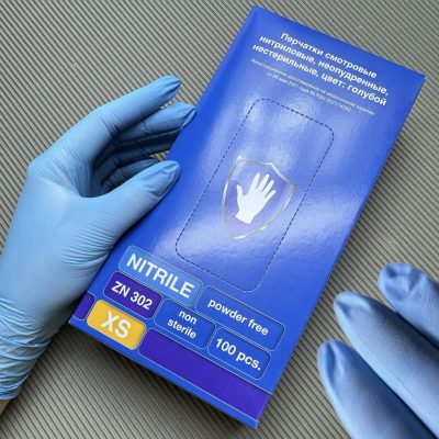 Перчатки НИТРИЛОВЫЕ Safe&Care, голубые, размер XS,100 шт