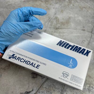 Перчатки НИТРИЛОВЫЕ NitriMax, голубые, размер L,100 шт
