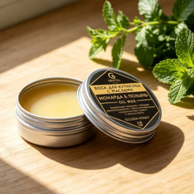 Воск для кутикулы МОНАРДА и ПОЛЫНЬ Grattol Premium Oil WaX, 10 мл